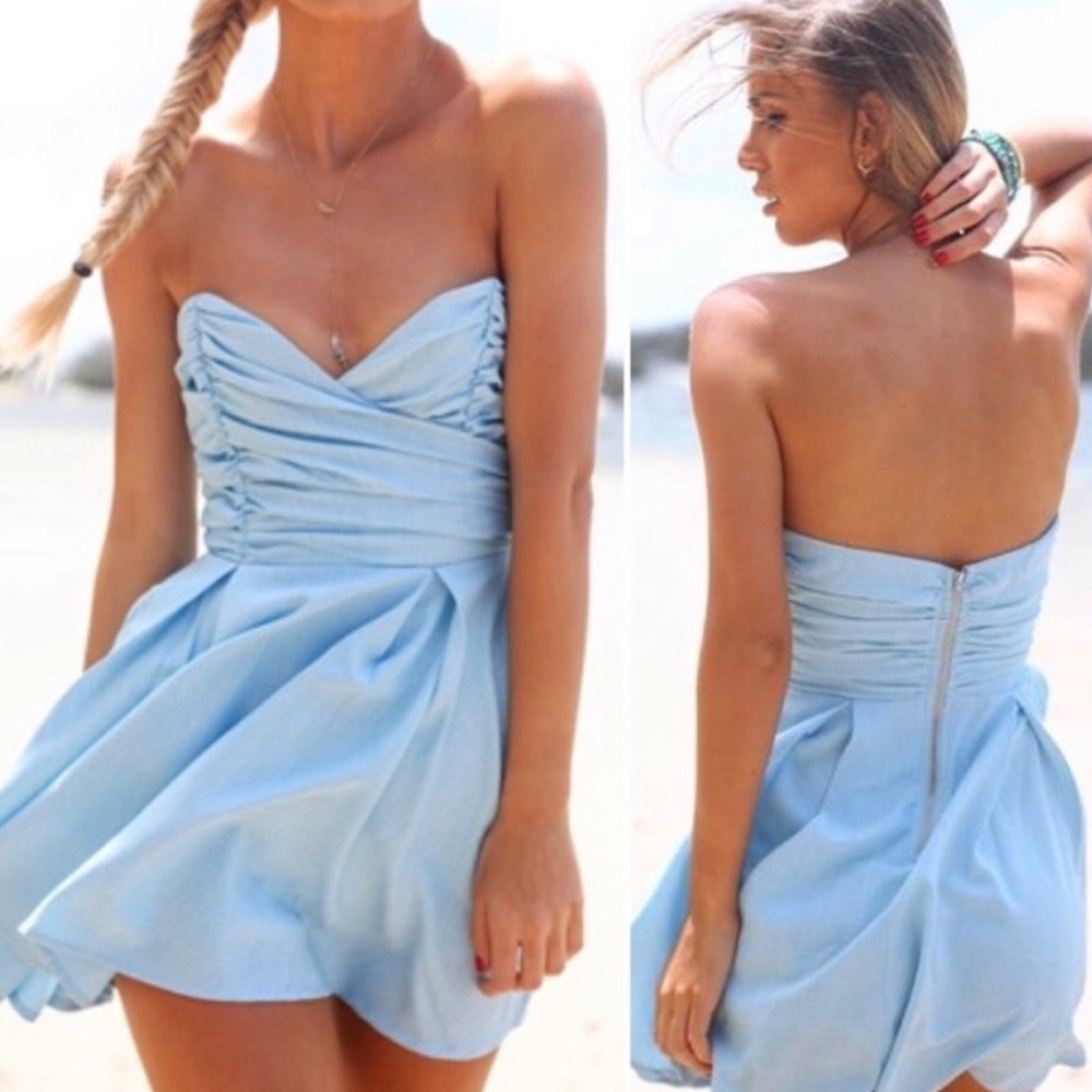 SABO SKIRT Blue Strapless Primrose Dress Size Small NWT